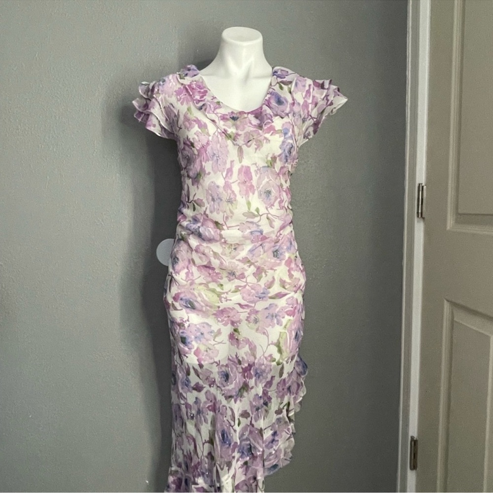 Lola Lavender and White Floral Midi Dress